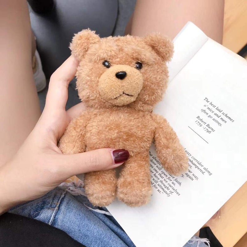SGVAHY Furry Case for AirPods 1&2 Funny Cute 3D Cartoon Plush Design Bear Khaki Soft Warm Fluffy Cover with Keychain Kawaii Anti-Fall Protective Case Women Girls - Image 2